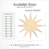Size reference chart for 12-Point Star
