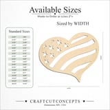 Size reference chart for Flag Heart