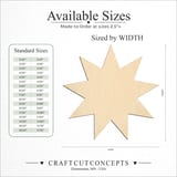 Size reference chart for 9-Point Star