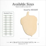 Size reference chart for Acorn Silhouette