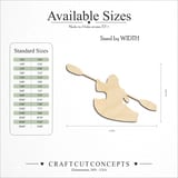Size reference chart for Kayaker Silhouette