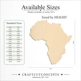 Size reference chart for AFRICA CONTINENT