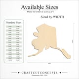 Size reference chart for ALASKA STATE CRAFT VARIANT