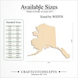 Size reference chart for ALASKA STATE SILHOUETTE