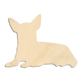 Laser-cut baltic birch silhouette of Laying Chihuahua