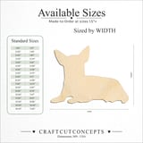 Size reference chart for Laying Chihuahua