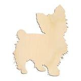 Laser-cut baltic birch silhouette of ALERT STANDING YORKIE