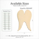 Size reference chart for Angel Wings Folded
