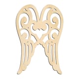 Laser-cut baltic birch silhouette of ANGEL WINGS ORNATE SCROLLWORK