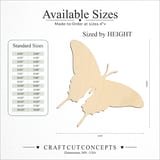 Size reference chart for ANGLED BUTTERFLY