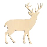 Laser-cut baltic birch silhouette of Alert Antlered Deer