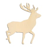 Laser-cut baltic birch silhouette of Walking Antlered Deer