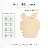 Size reference chart for Apple with Worm