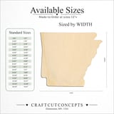 Size reference chart for ARKANSAS STATE CRAFT VARIANT