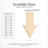 Size reference chart for Arrow