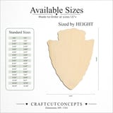 Size reference chart for ARROWHEAD