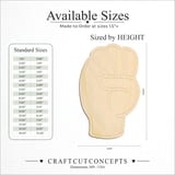 Size reference chart for ASL SIGN LANGUAGE LETTER E
