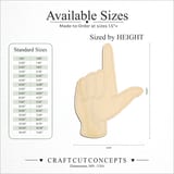 Size reference chart for ASL SIGN LANGUAGE LETTER L