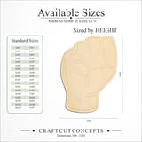 Size reference chart for ASL SIGN LANGUAGE LETTER M