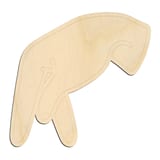 Laser-cut baltic birch silhouette of ASL SIGN LANGUAGE LETTER P