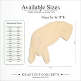 Size reference chart for ASL SIGN LANGUAGE LETTER P