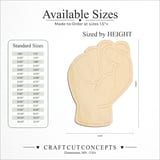 Size reference chart for ASL SIGN LANGUAGE LETTER S