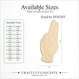 Size reference chart for ASL SIGN LANGUAGE LETTER U