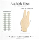Size reference chart for ASL SIGN LANGUAGE LETTER V