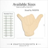 Size reference chart for ASL SIGN LANGUAGE LETTER Y