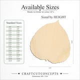 Size reference chart for ASPEN LEAF
