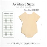 Size reference chart for BABY ONESIE