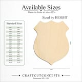 Size reference chart for BADGE POLICE