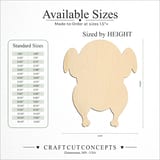 Size reference chart for BAKED TURKEY