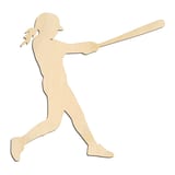 Laser-cut baltic birch silhouette of BASEBALL PLAYER