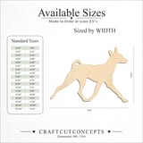 Size reference chart for WALKING BASENJI SILHOUETTE
