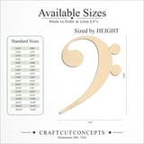 Size reference chart for BASS NOTE