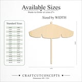 Size reference chart for BEACH UMBRELLA