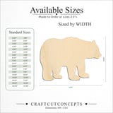 Size reference chart for Bear Silhouette