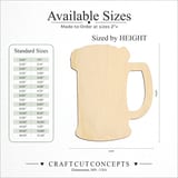 Size reference chart for BEER MUG