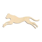 Laser-cut baltic birch silhouette of LEAPING BIG CAT