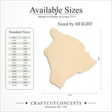 Size reference chart for BIG ISLAND HAWAII