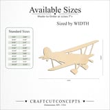 Size reference chart for BIPLANE AIRPLANE