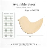 Size reference chart for BIRD