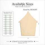 Size reference chart for BIRD HOUSE SILHOUETTE