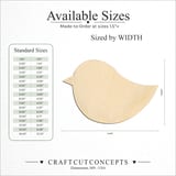 Size reference chart for BIRD ROUNDED MINIMAL
