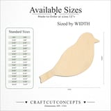 Size reference chart for BIRD ROUNDED PROFILE