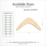 Size reference chart for BOOMERANG