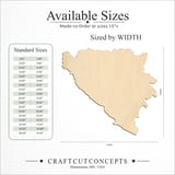Size reference chart for BOSNIA COUNTRY SILHOUETTE