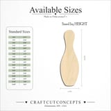 Size reference chart for BOWLING PIN