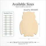 Size reference chart for Sitting Owl